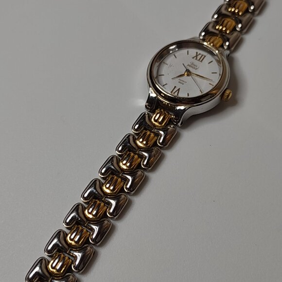 Two Tone Metal Band Timex Indiglo Watch With White Dial - Picture 5 of 14